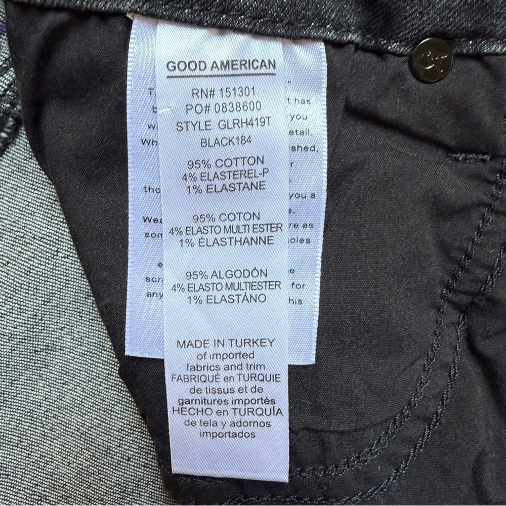 Good American Good Legs Raw Hem High Rise Black Denim Skinny Jeans‎ 6 28 NWT - Picture 7 of 16
